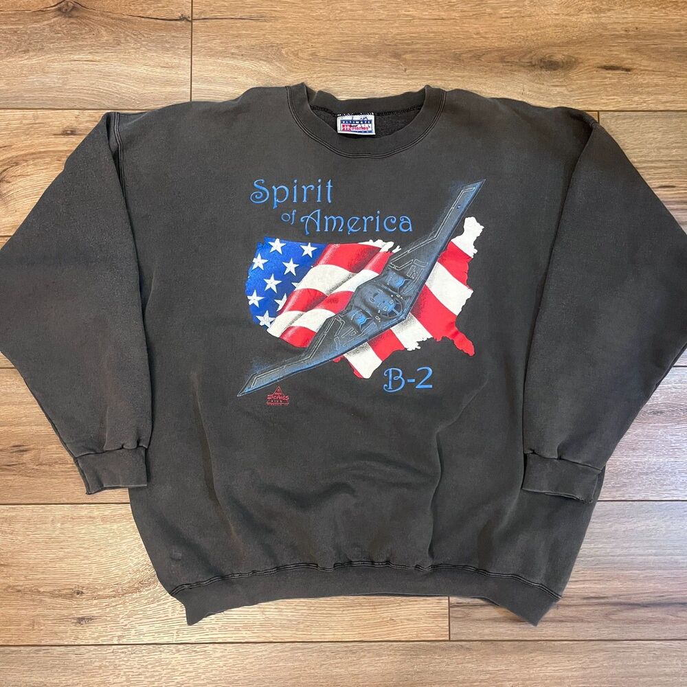 Vintage 2000 Spirit of America B-2 Bomber Gray Crewneck Sweatshirt Men's XL